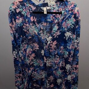 Kut from the Kloth Floral Blouse - Blue and Pink